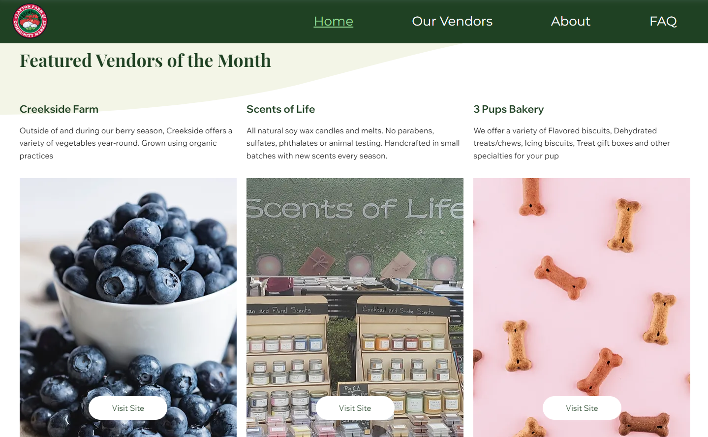 Clayton Farmers Market - Featured Vendors on Website 
