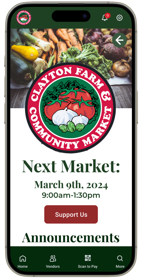 Clayton Farmers Market Mobile Home Screen