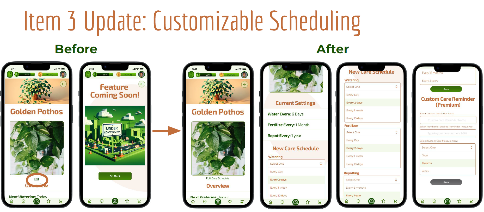 Plant Mastery - Created Customizable Scheduling - Before and After